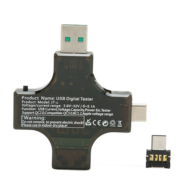 Probador de voltaje y corriente USB C Pantalla LCD Probador de alta precisión USB tipo C Micro USB a color 3,6‑32 V 0‑5,1 A