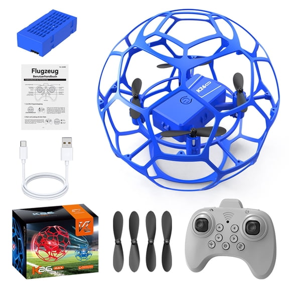 Soccer Ball Drone for Kids and Beginners, One-Key Takeoff, 360° Flip, 3 Speeds, Durable Design with Protective Cage, Indoor RC Flying Toy