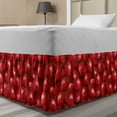 thumbnail image 1 of Red Bed Skirt, Fruit Theme Illustration Strawberries Pattern Vibrant Ripe Juicy Organic Food, Elastic Bedskirt Dust Ruffle Wrap Around for Bedding Decor, 4 Sizes, Jade Green and Red, by Ambesonne, 1 of 2