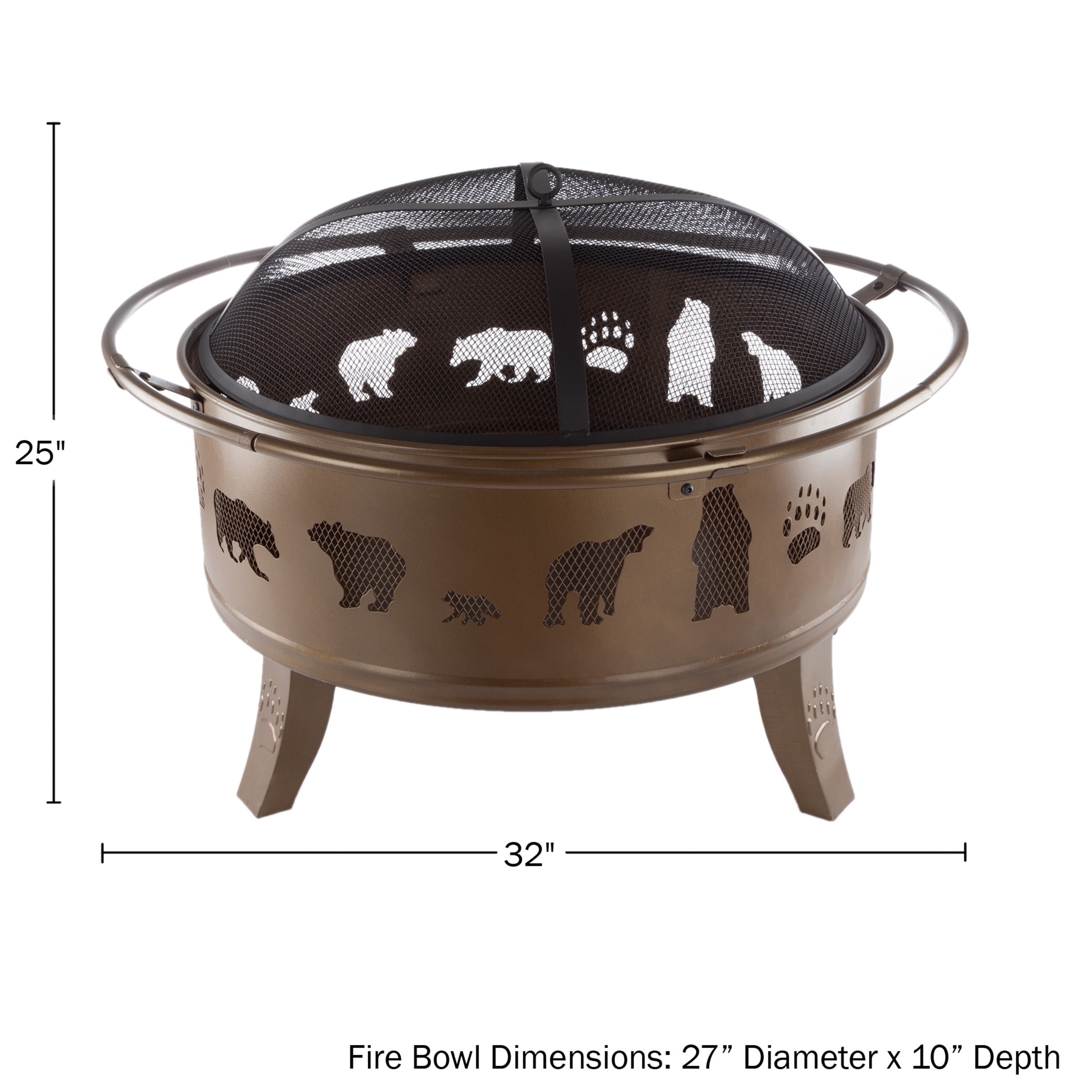 Pure Garden 32-Inch Outdoor Wood Burning Fire Pit with PVC Cover (Gold)