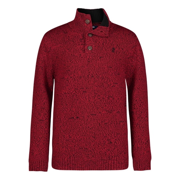 Suéter IZOD para niño con cierre de un cuarto, rojo jaspeado, talla 14-16