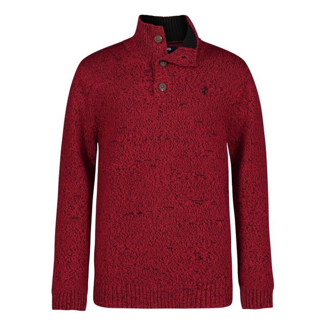 Suéter IZOD para niño con cierre de un cuarto, rojo jaspeado, talla 14-16