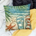 thumbnail image 2 of BANET Summer Decorative Throw Pillow Covers, Blue Orange Cushion Case Decor, Palm Leaves Seasonal Home Decoration for Sofa Couch White, 2 of 5