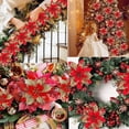 thumbnail image 4 of 10/5/1 piezas 14,5 cm flores artificiales de Navidad con purpurina decoración del árbol de Navidad adornos de Feliz Año Nuevo flores falsas de Navidad natal, 4 of 5