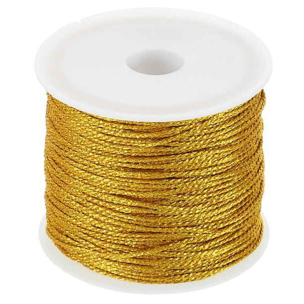 Uxcell Cordón Metálico de 20m/22yardas, 1 Rollo de Hilo de Adorno de 0.8mm de Diámetro, Dorado