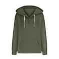 thumbnail image 4 of BiZtdJrK Womens Waffle Pullover Hoodie Long Sleeve Oversized Drawstring Sweatshirt with Pocket Casual Athletic Gym Hooded Sweatshirt Army Green M, 4 of 5