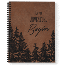 Softcover Let The Adventure Begin 8.5" x 11" Mens Motivational Spiral Notebook/Journal, 120 Wide Ruled Pages, Durable Gloss Laminated Cover, Black Wire-o Spiral. Made in the USA