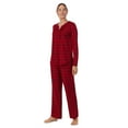 thumbnail image 4 of Aria Brushed Jersey Knit Long Sleeve Split Neck Pajama Set with Pockets, Sizes XS-5X, 4 of 6