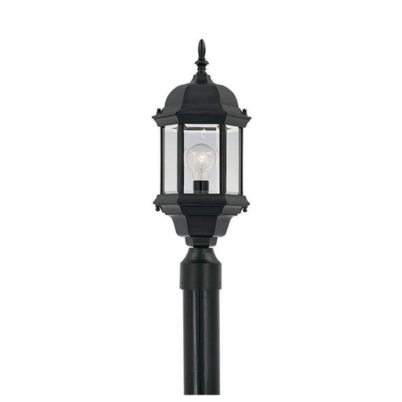Erving 1-Light Black Cast Aluminum Line Voltage Hardwired Outdoor Wet-Rated Post Light with No Bulb Included