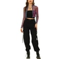 thumbnail image 2 of INSPIRE CHIC Veste Courte de Noël pour Femmes, Col Montant Pailleté, Bleu m, 2 of 7
