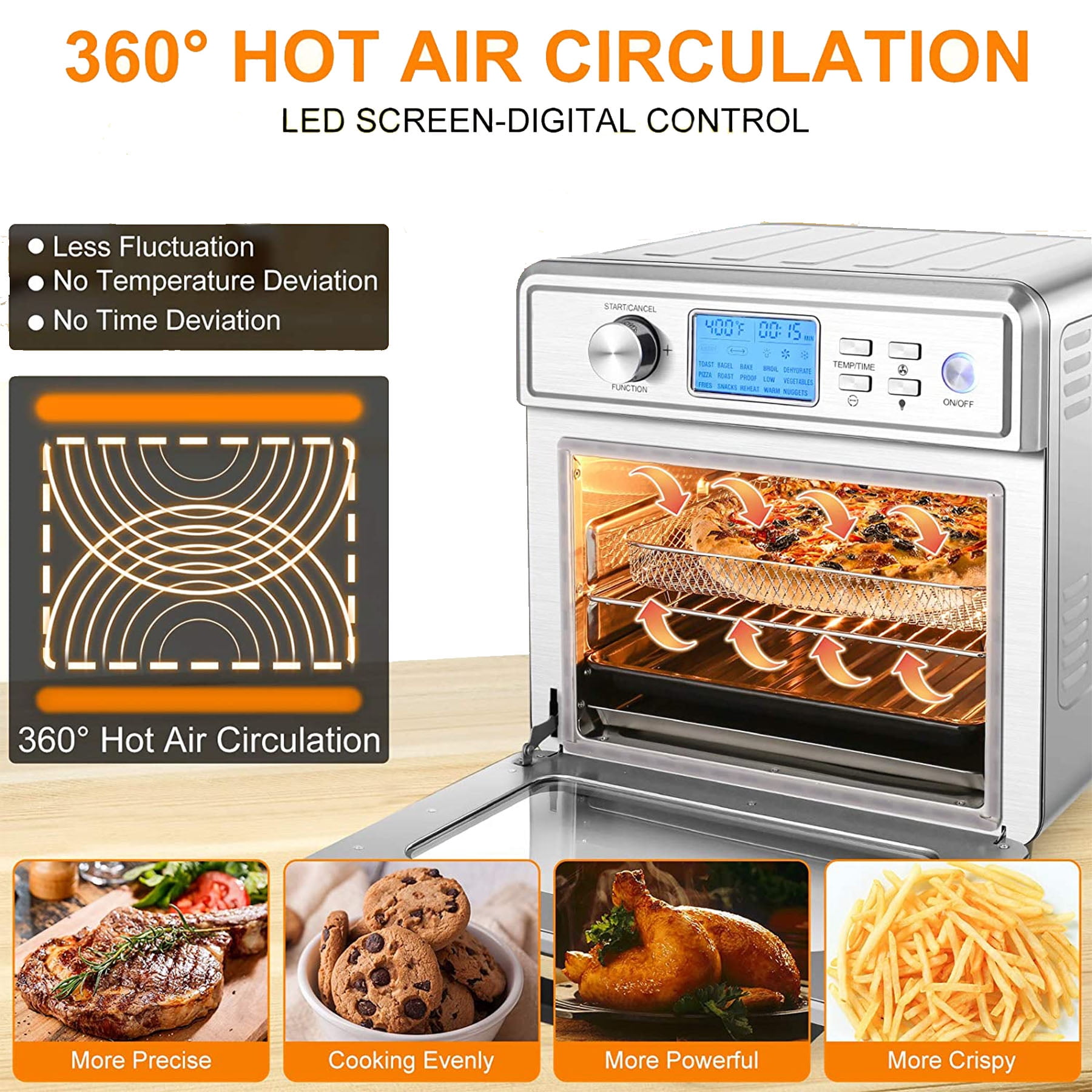 ASDFGH Household Electric Oven Mini Oven Multi-function Automatic Baking Machine Independent Temperature Control 11L Large Capacity Halogen Toaster Oven air fryer 