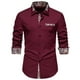 thumbnail image 1 of Blusa y camisa de manga larga con cuello vuelto para hombre, informal, con botones y retazos, de manga larga y cuello vuelto., 1 of 8