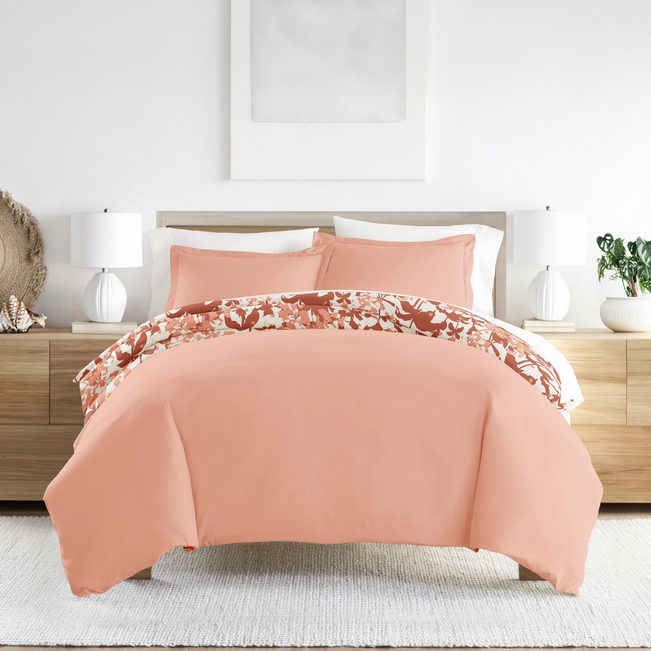 Noble Linens Clay Boho Flower Reversible 2-Piece Duvet Cover Set, Twin/Twin XL