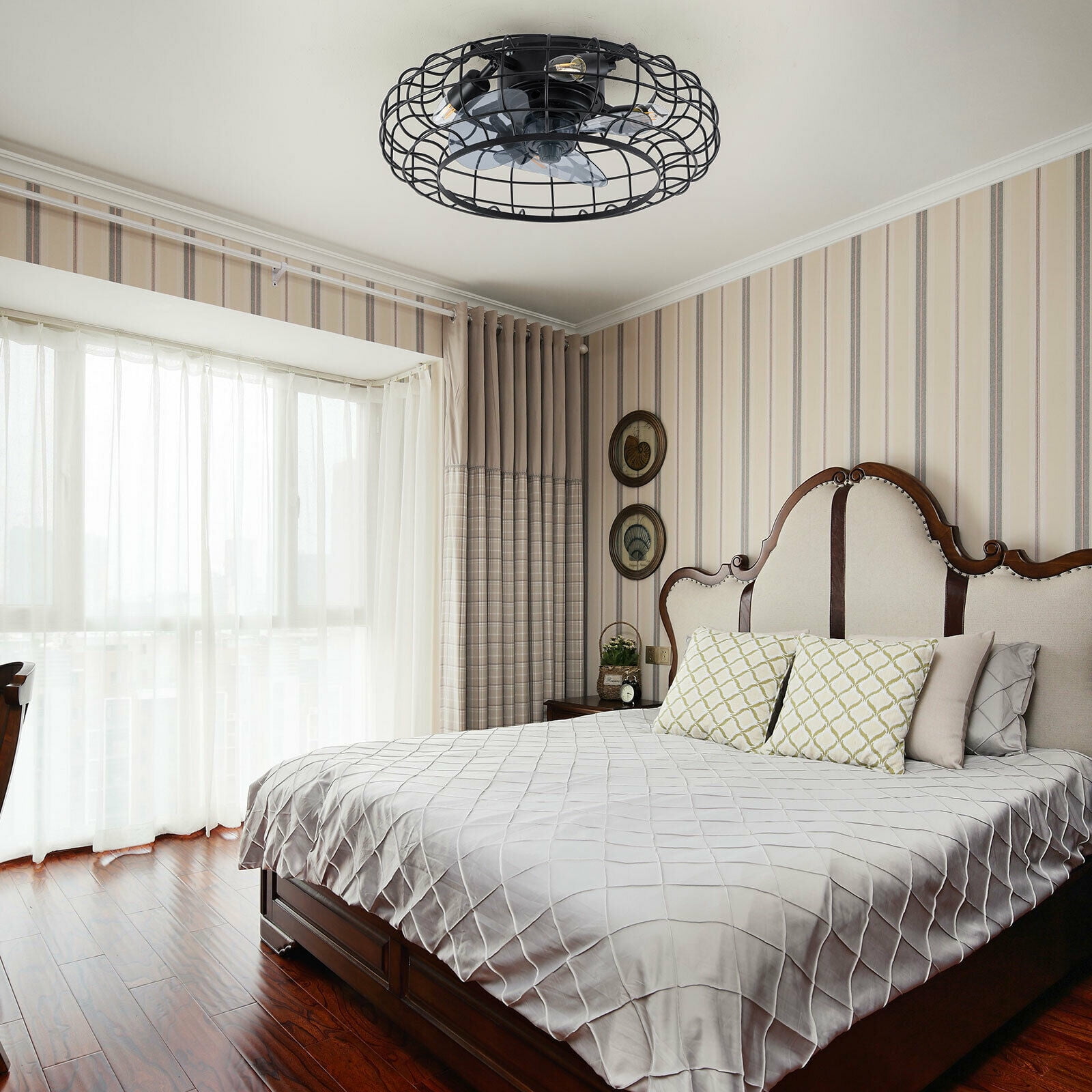 Wuzstar 18.5" Rustic Bladeless Ceiling Fan with Lights Low Profile ...