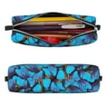 thumbnail image 2 of Yiaed Blue Butterflies Print Leather Pencil Case - Leather Pen Pencil Holder - Elegant & Practical Pencil Pouch for Work & Office, 2 of 7