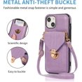 thumbnail image 4 of Compatible with iPhone 13 Wallet Case PU Leather Crossbody Strap Lanyard Clasp Durable Card Holder Slot Protective Cover for Women Girls Purple, 4 of 10