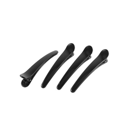 Black Long Hair Figurine - Lady 9.5cm Long Black Plastic Alligator Barrette Single Prong Hair Clip 4 PCS
