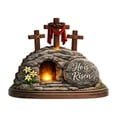 thumbnail image 2 of Forestwhale 2D Wooden Easter Resurrection Scene Ornament, He is Risen Hollow Wood Sign, Religious Tabletop Decor for Home, , and Easter Celebrations, 2 of 8