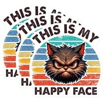 (3 Pack) Grumpy Cat Decals - Funny Feline Sticker - Retro Kitty Laptop Decal - 3 Inches On Longest Side - Easy Peel & Apply - Made in USA - 3MCS6107