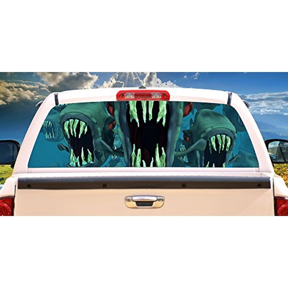 SignMission Piranhas Rear Window Graphic Truck View Thru Vinyl Decal Back, 16" X 54",