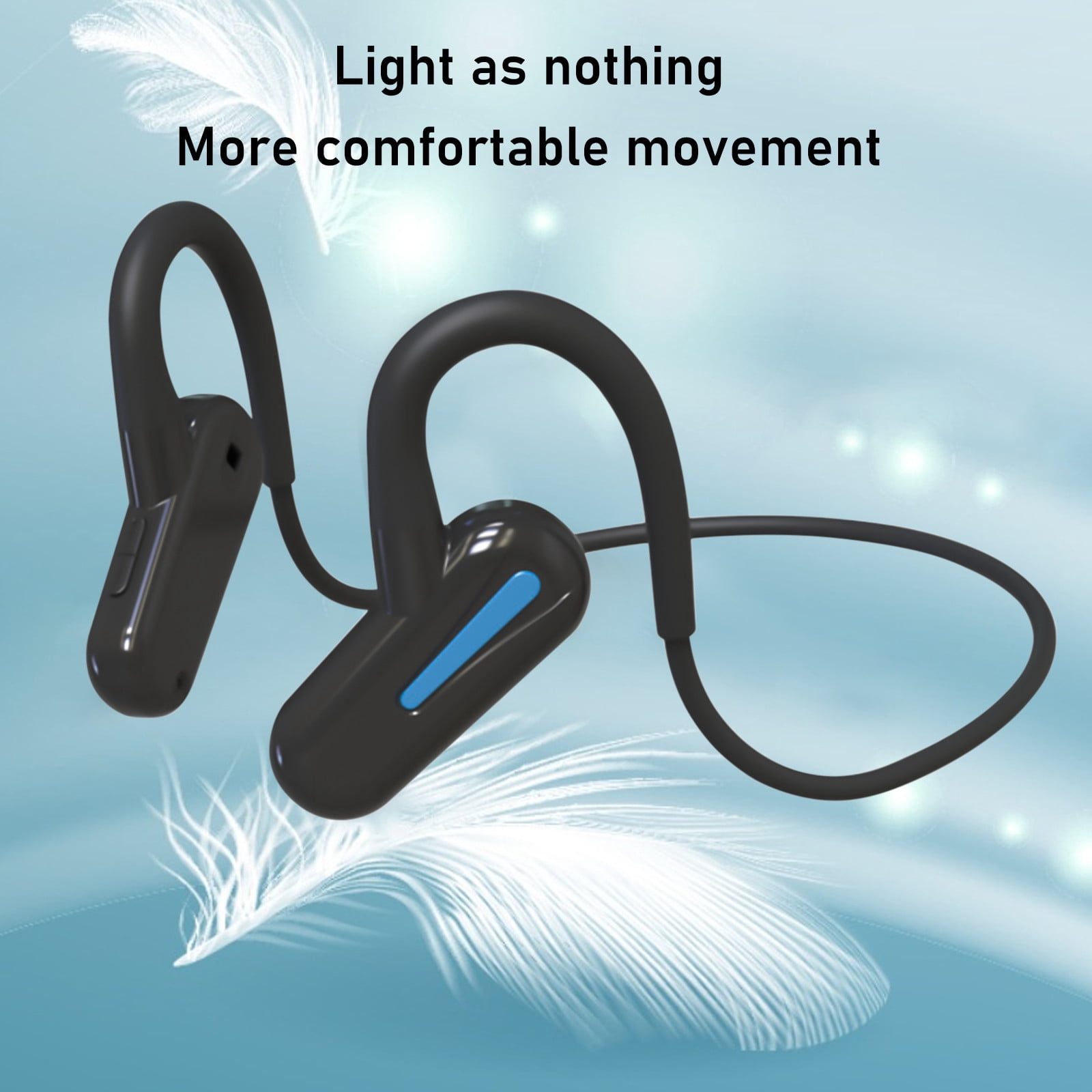 Open Ear Headphones, Bluetooth 5.3 Air Conduction Headphones with Mic Wireless Premium Stereo Sound Earbuds with 40H Playtime & Digital Display, IPX6 Earbuds for Running Fitness(Black)