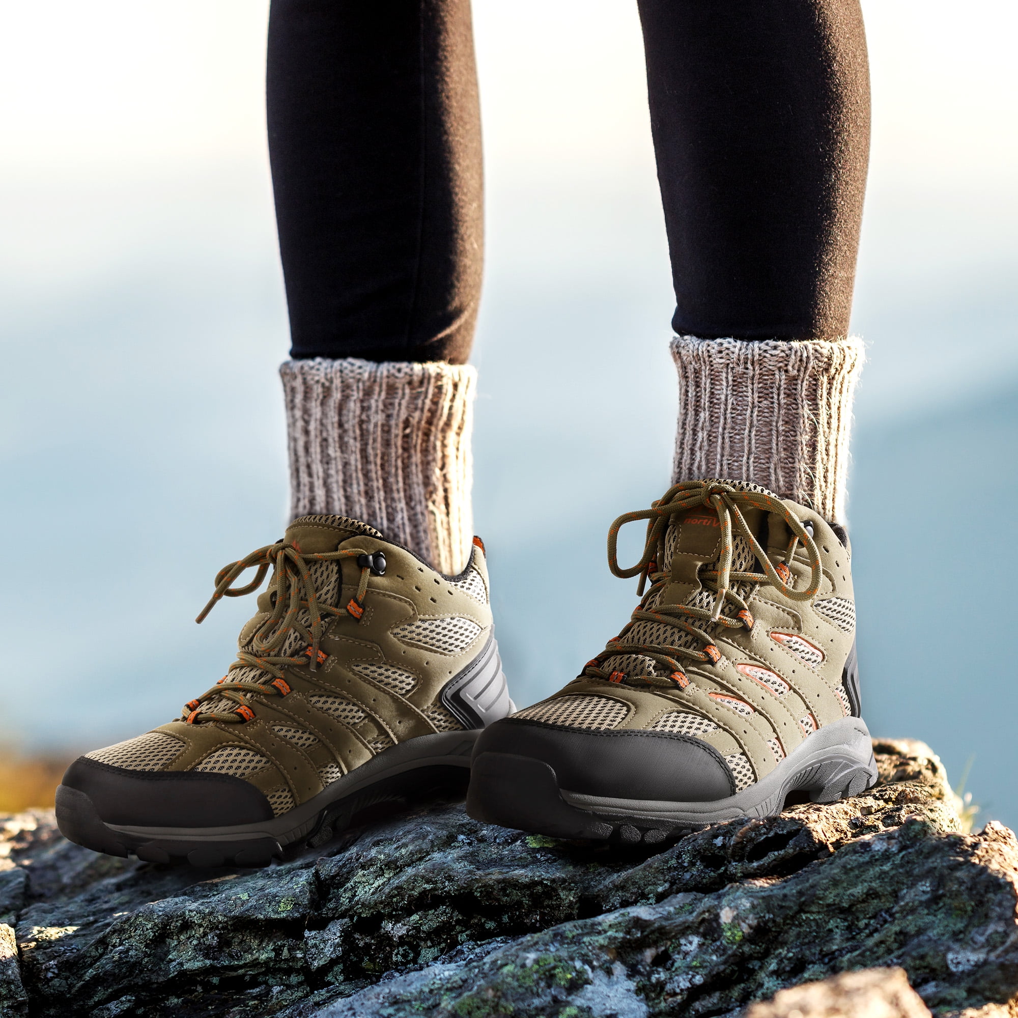 NORTIV 8 Women's Waterproof Hiking Boots Outdoor Trekking Mid Backpacking Mountaineering lightweight boots Wide Width