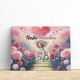 thumbnail image 3 of Hello Valentine’s Day Brittany Spaniel Flower Crown Romantic Pink Floral Horizontal Matte Canvas Poster Brittany Dog Lover Gifts Idea Wall Art Home Decor - 00031, 3 of 5