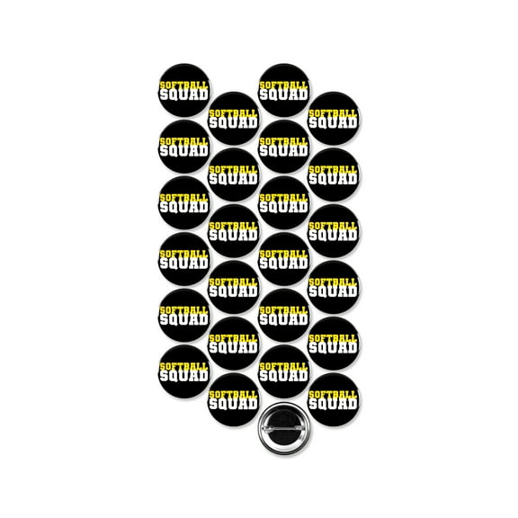 25 Pack - Softball Squad Sports Pinback Buttons - 1.5 Inch