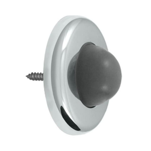 2.5 in. Diameter Wall Mount Convex Flush Bumper, Bright Chrome - Steel