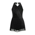 thumbnail image 2 of Sholeno Girls Tassel Hem Jazz Latin Dance Dress Leotard Sequins Bodysuit Samba Rumba Ballroom Dancewear Black 8, 2 of 6