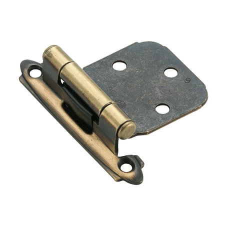 - Variable Overlay Self-Closing, Face Mount Antique Brass Hinge - 2 Pack