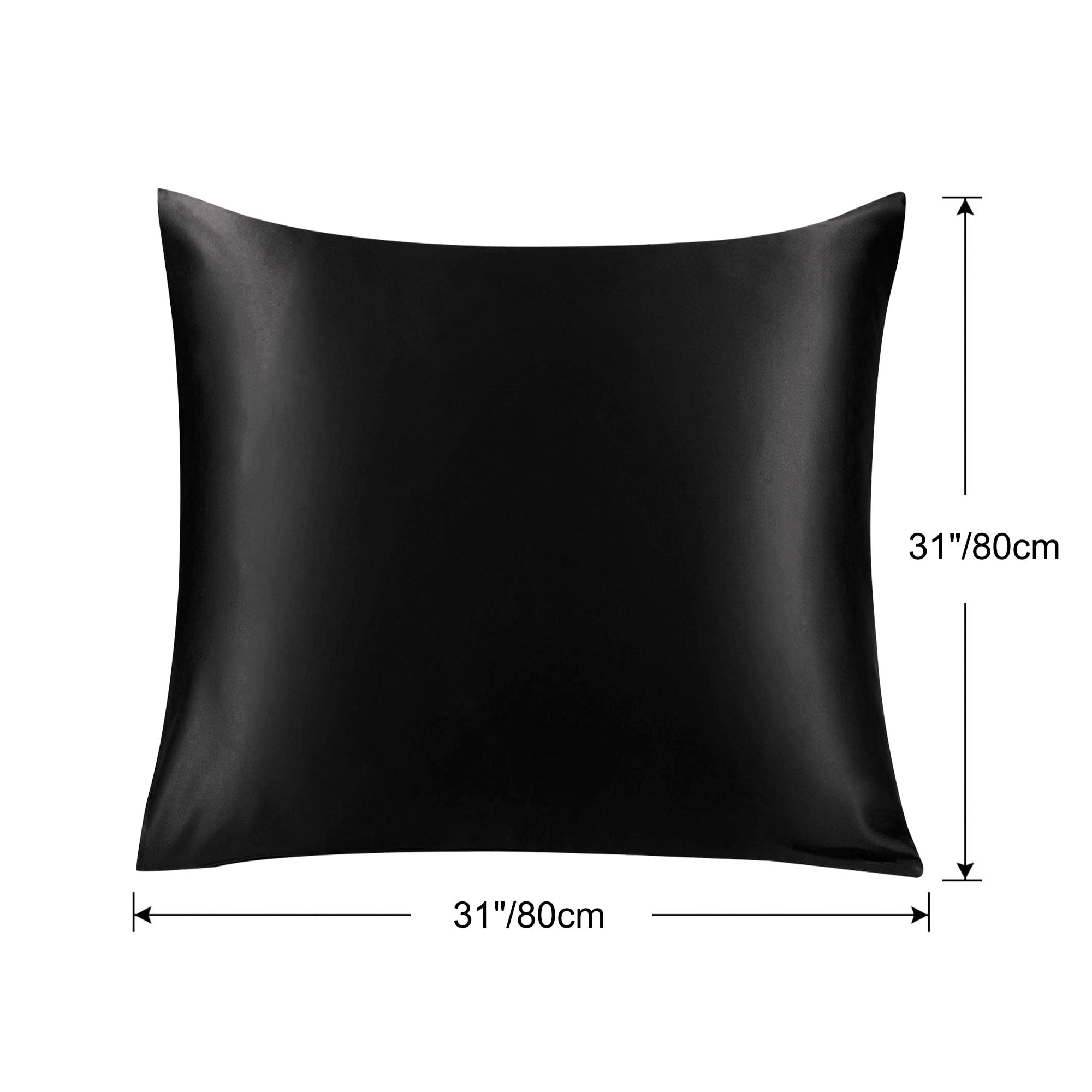 PiccoCasa 1 Pc 19 Momme Silk Pillowcase with Hidden Zipper Jumbo Black 31" x 31"