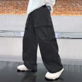 thumbnail image 2 of RUTAYY Toddler Boys Kids Summer Casual Cargo Pants Solid Color Loose Sweatpants Trousers For Sports Activewear（4-12 Years） Versatile Infants Pants, 2 of 4