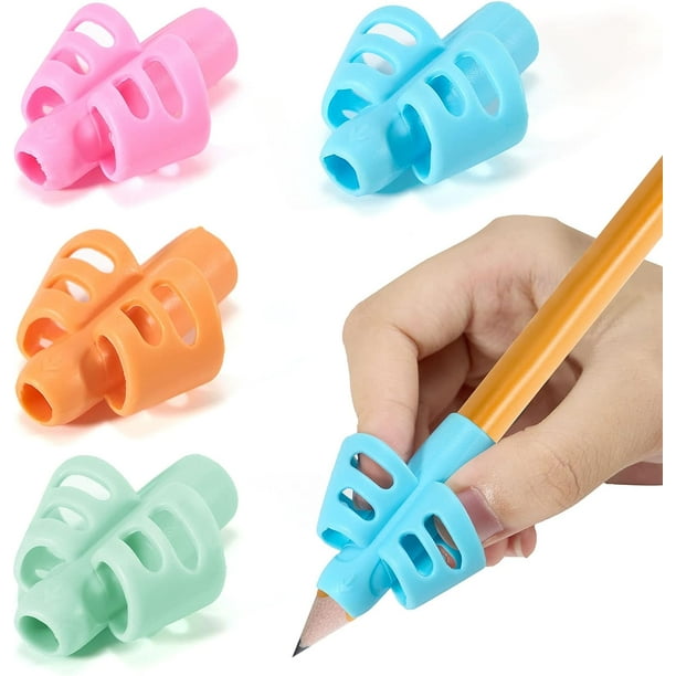 Guide des doigts pour enfants, 8 Pcs Poignées de crayon en silicone,  Poignée d'aide à l'écriture, Poignée de crayon
