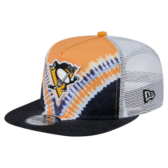 Men's-New Era  Black/Gold Pittsburgh Penguins Throwback V-Dye Adjustable Golfer Hat