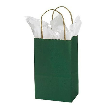 Small Hunter Green Paper Ping Bags 5 ¼ L X 3 ½ D 8 H Case Of 25