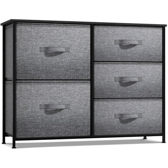 Sorbus Classic 5-Drawer Dresser: Nightstand Chest Organizer, for Bedroom (Black)