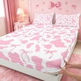 thumbnail image 4 of meiyoeat Pink Cow Print Bed Sheets,Girly Bow Full Size Sheets For Girl,4-Piece,1 Flat Sheet,1 Fitted Sheet and 2 Pillowcases, 4 of 6