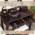 thumbnail image 5 of Gymax Vanity Table Set w/10 Light Bulbs and Touch Switch Makeup Dressing Table Brown, 5 of 10