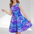 thumbnail image 1 of LOVZFMLL Robe Mode Imprimée en Maille Manches Volantes Manches Courtes Col Rond pour Filles 3-8 Ans, 1 of 7