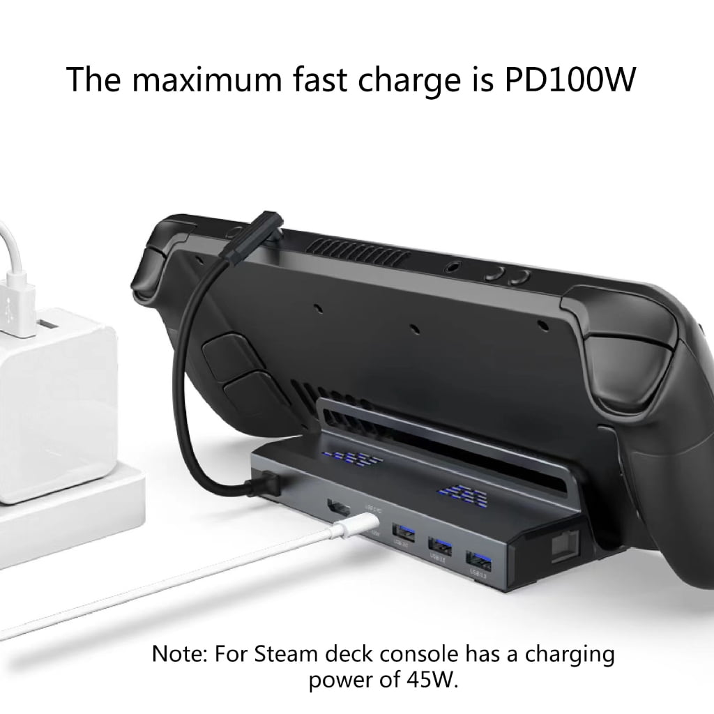 lanema 6-in-1 Docking Station for Steam Deck with RJ45 Port HDMI-compatible 2.0 4K@60Hz