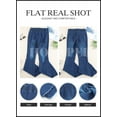 thumbnail image 4 of HOTAPEI Womens Flare Jeans Elastic Waist Bell Bottom Raw Hem Denim Pants Destroyed Jeans, 4 of 5