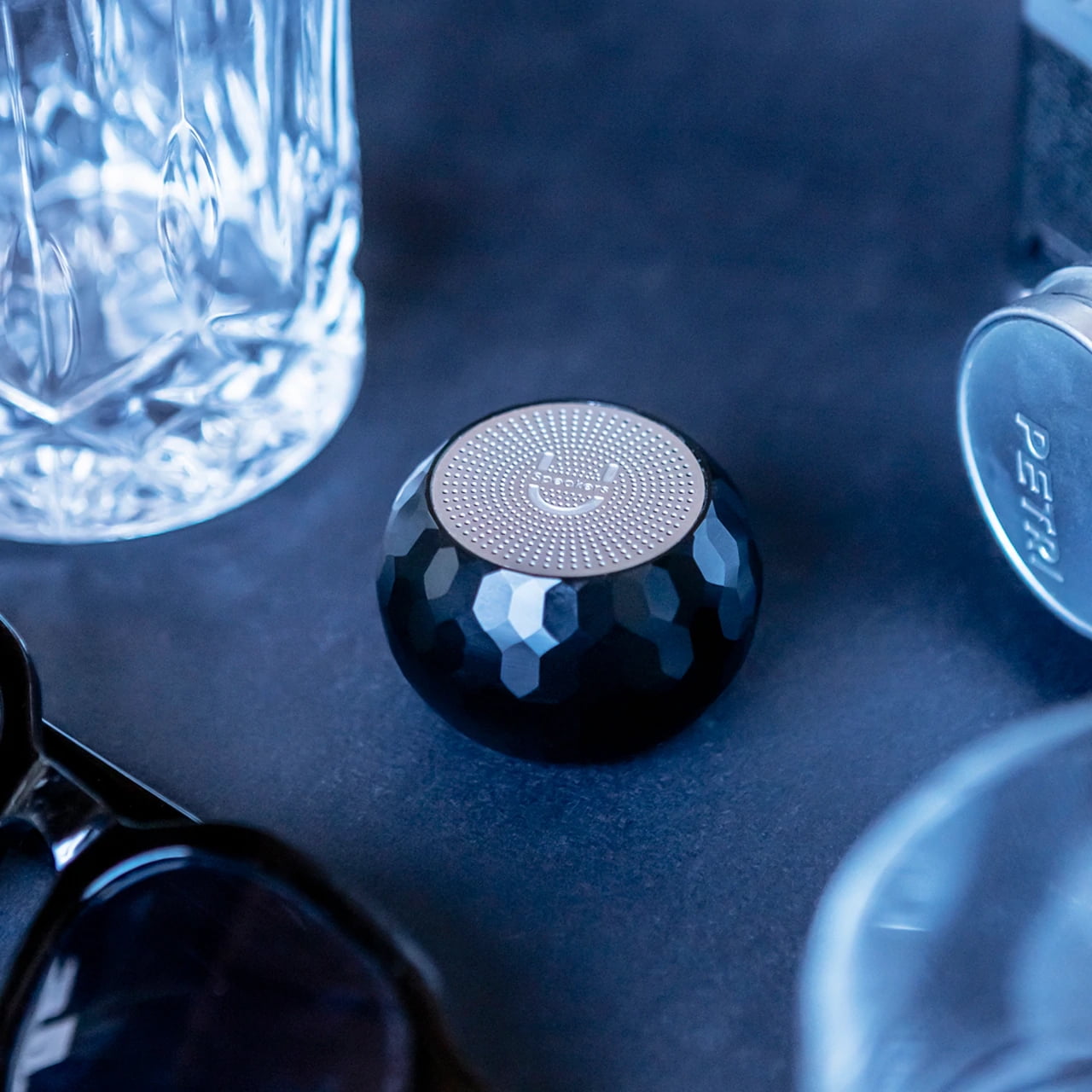 Fashionit U Speakers Mini Bluetooth Computer Speaker 2-Pack Bundle with Matching Speaker, Built-In Mic & Selfie Remote Control, for Workspace, Desktop, Laptop, Mobile, Tablet, PC - Glam Midnight Blue