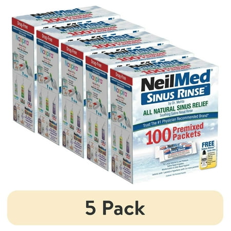 (5 pack) NeilMed Sinus Rinse Premixed Refill Packets, 100 Ct