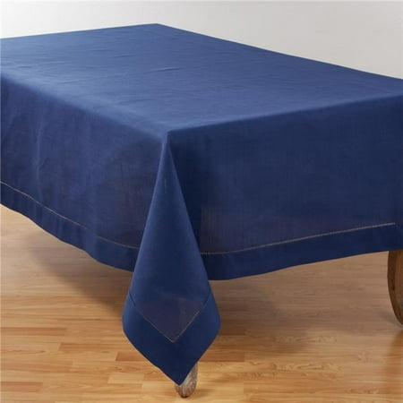 

SARO 70 x 160 in. Rectangular Classic Hemstitch Border Tablecloth - Navy Blue