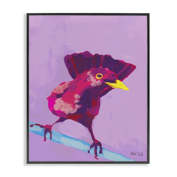 Stupell Industries Vivid Perched Bird Animals Painting Black Framed Art Print Wall Art, 11 x 14
