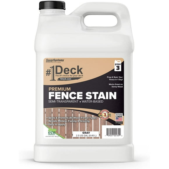 SaverSystems #1 Teinture pour Clôture en Bois de Qualité Supérieure pour Terrasse - Scellant Semi-Transparent (2,5 Gallons, Gris)