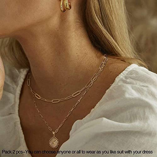 Layered Choker Necklaces for Women, 14K 