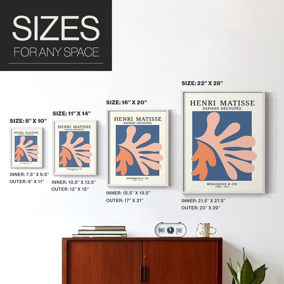 Matisse CDVII in White Solid Wood Framed Print No Nail Hanging
