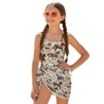 thumbnail image 2 of SEANATIVE Girl's Sleeveless Bathing Suit Lightweight One-Piece Swimsuits with Mesh Cover Up Spandex Fabric Beach Swimwear for Kid Teen Girls, 11-12 Years, Horse Beige Retro, 2 of 7